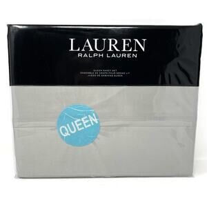 Ralph Lauren Queen Spencer Solid 475 TC Thread-Count Sateen Sheet Set Gray Grey